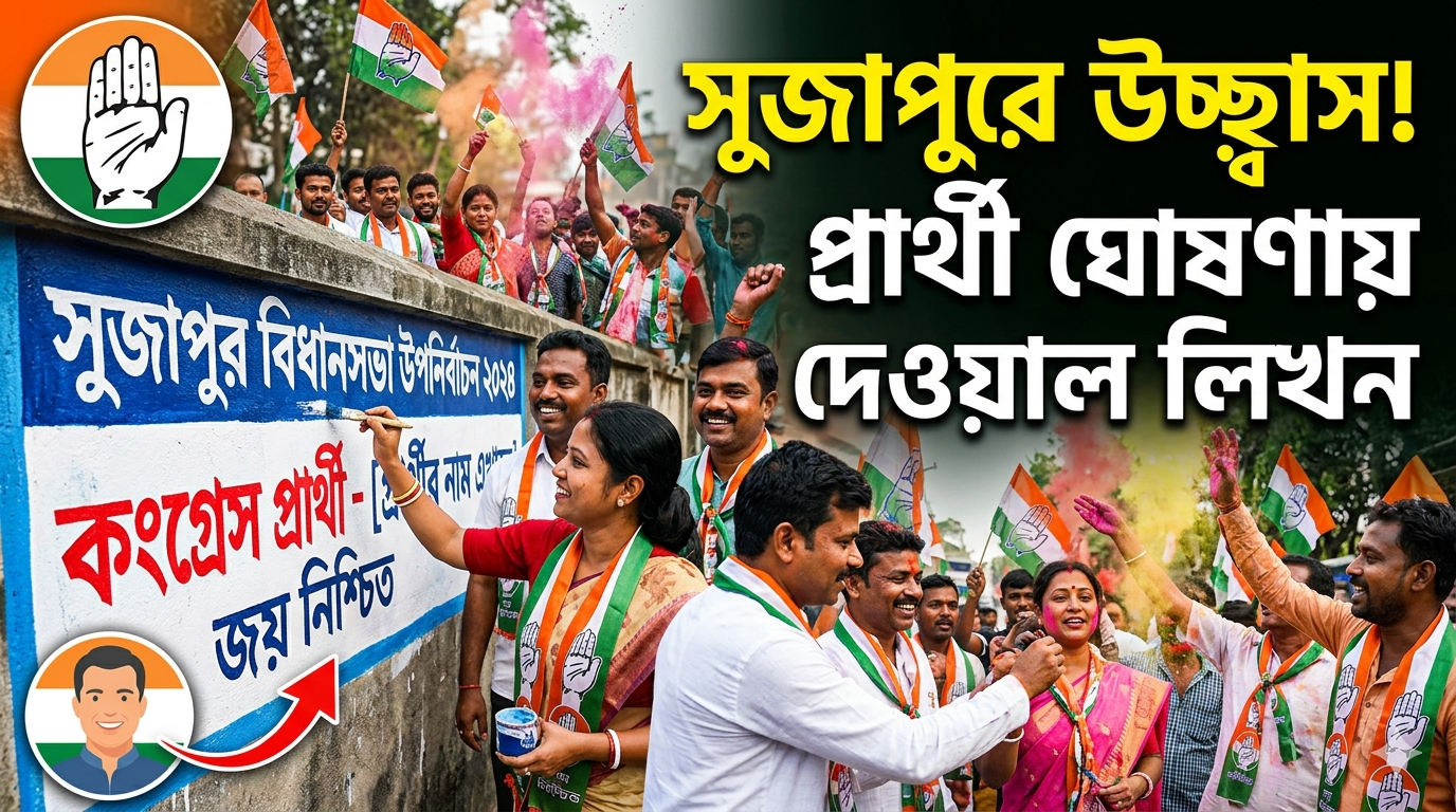 Wall Writing Campaign Begins in Sujapur After Congress Candidate Announcement, Workers&rsquo; Enthusiasm Soars